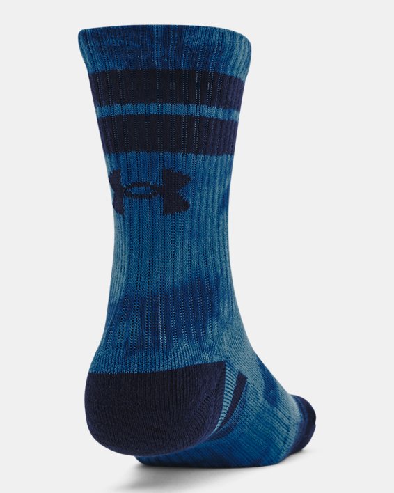 Unisex UA Performance Cotton 2 Pack Mid-Crew Socks in Blue image number 2